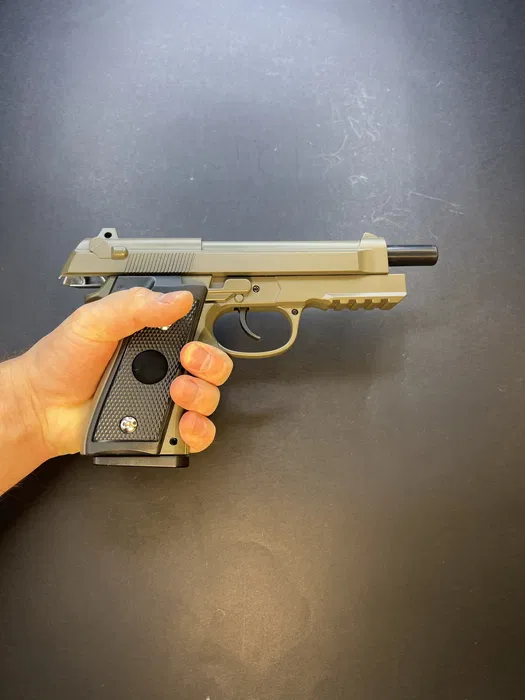 Іграшковий металевий пістолет Beretta M9A3 койот — V22 TAN Vigor, 6 мм, пружинний - Зображення 6