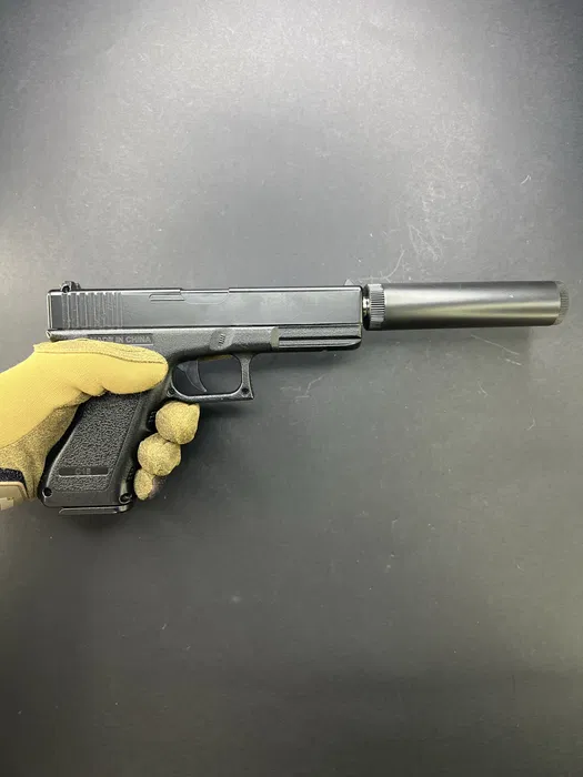 Іграшковий металевий пістолет з глушником Glock 17 C15A+ на кульках 6 мм - Зображення 5